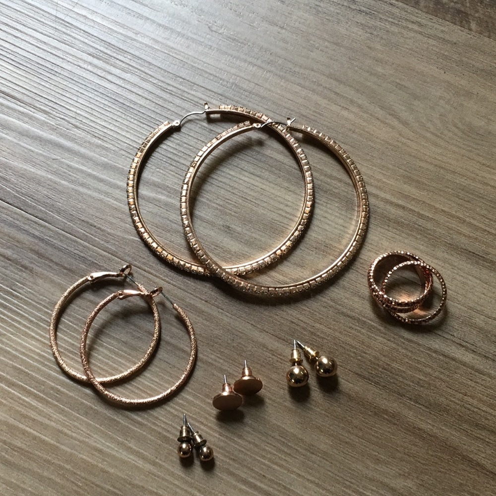Bundle of 6 Rose Gold-Tone Jewelry